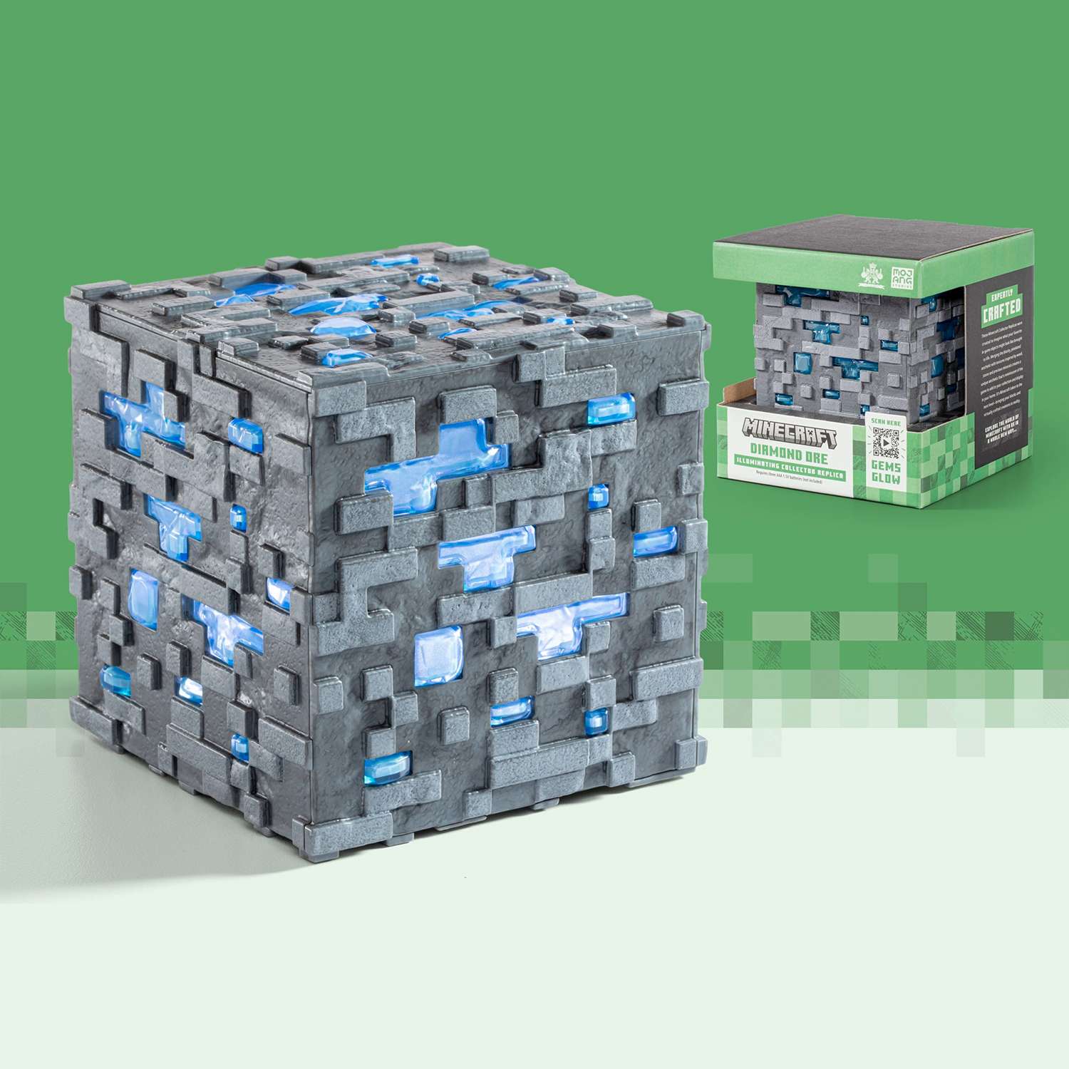 Настольный светильник-ночник Minecraft Светодиодный 3D в виде блока алмазной руды - фото 8