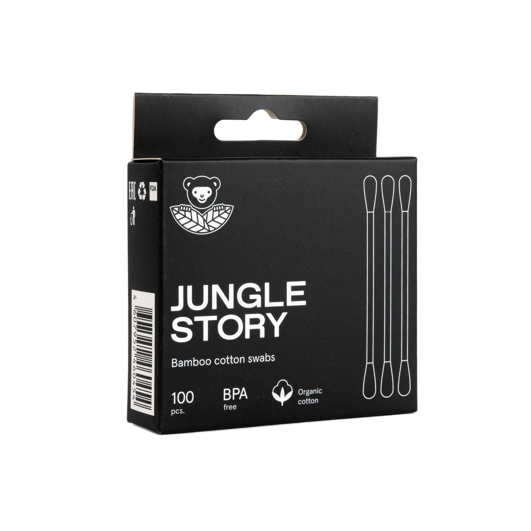 Бамбуковые ватные палочки Jungle Story черные 100 шт. с органическим хлопком - фото 7