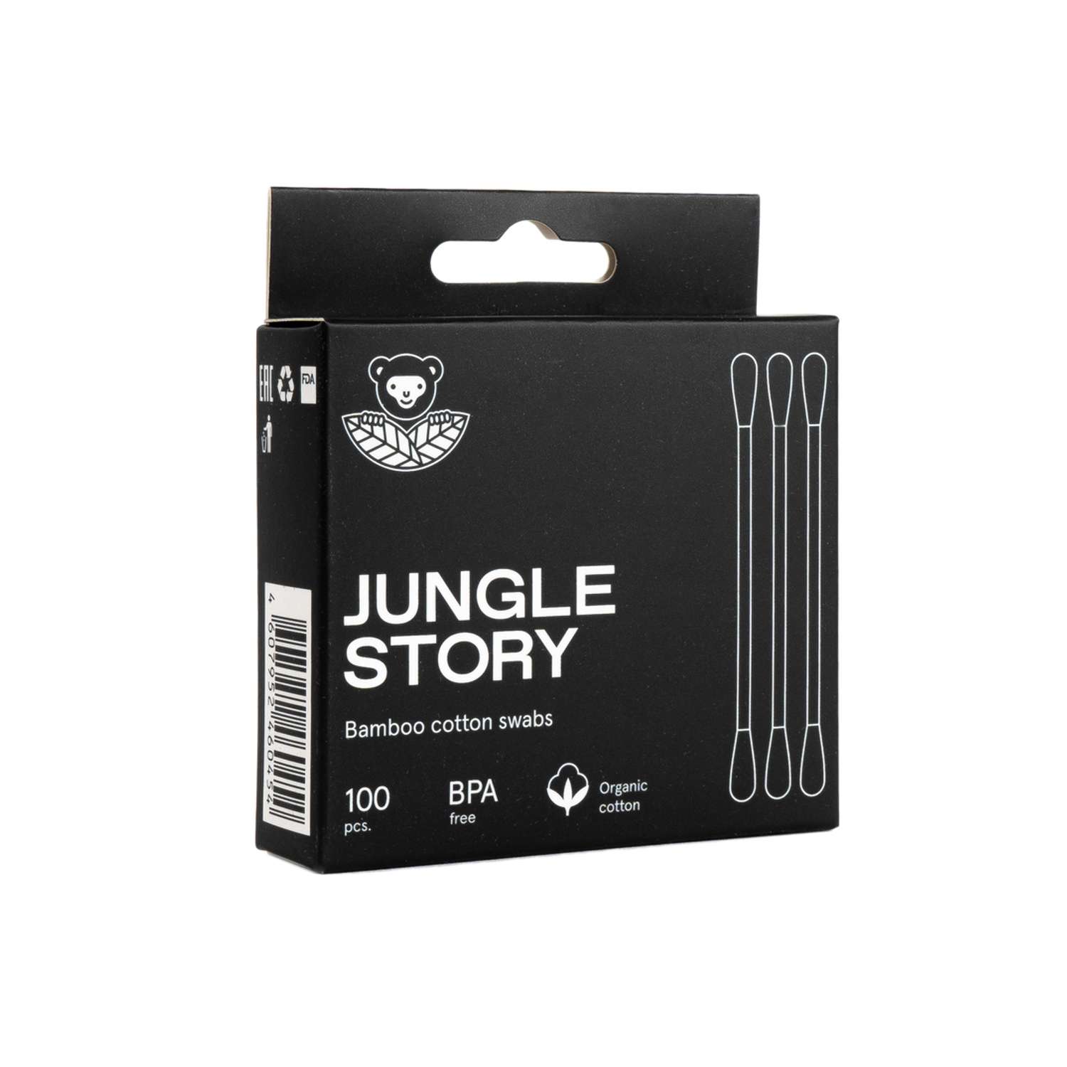 Бамбуковые ватные палочки Jungle Story черные 100 шт. с органическим хлопком - фото 7