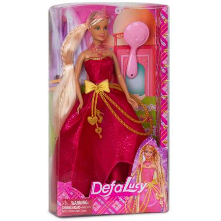 Кукла Defa Lucy Длинная коса в комплекте расческа розовый