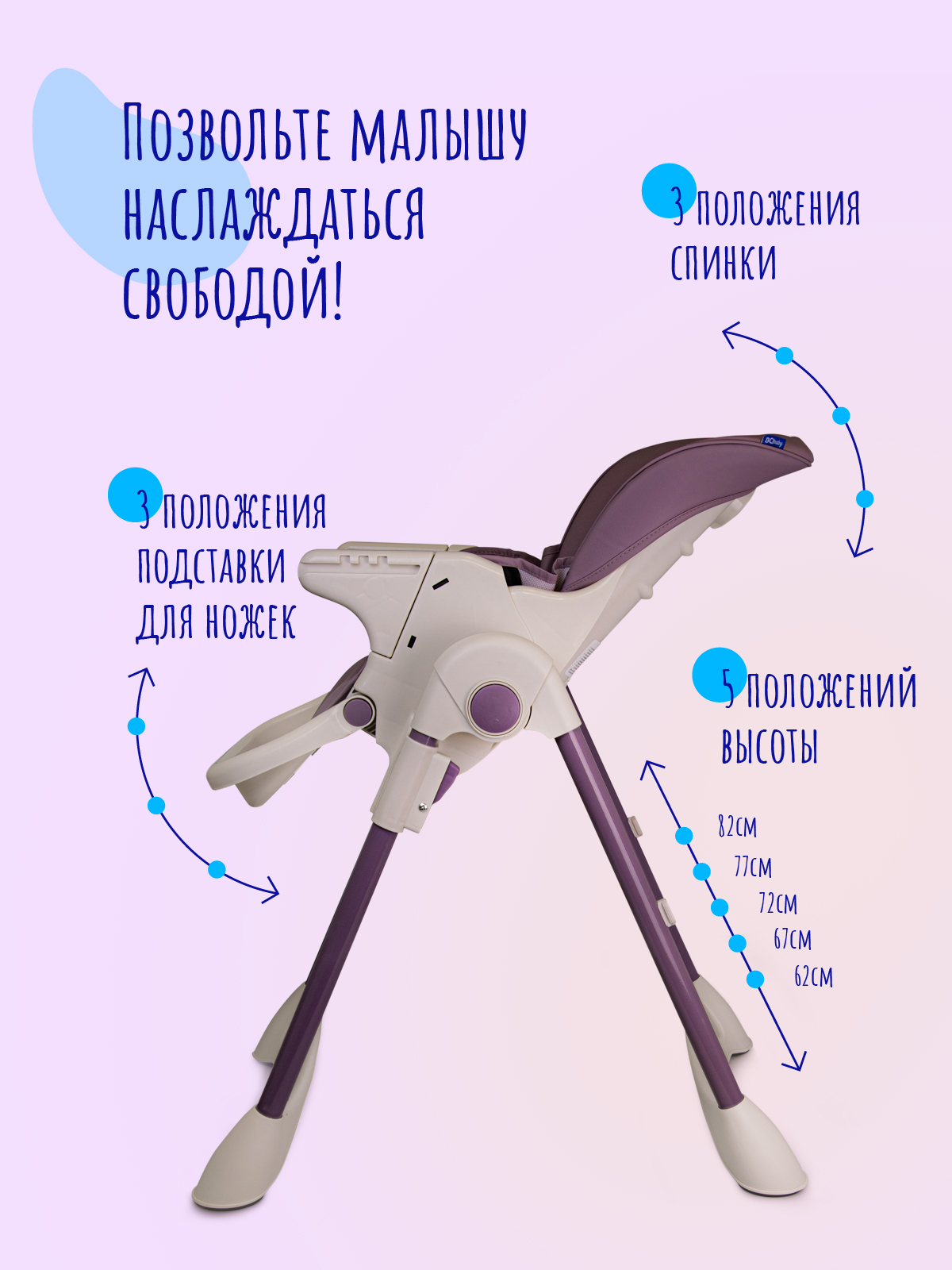 Стульчик для кормления BQ BCH005 Violet - фото 2