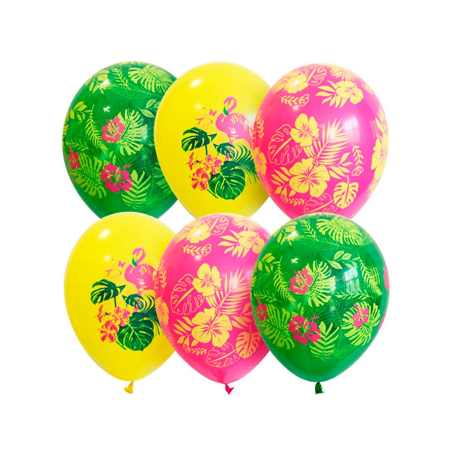 Воздушные шары Riota Фламинго и листья Монстеры 15шт - фото 5