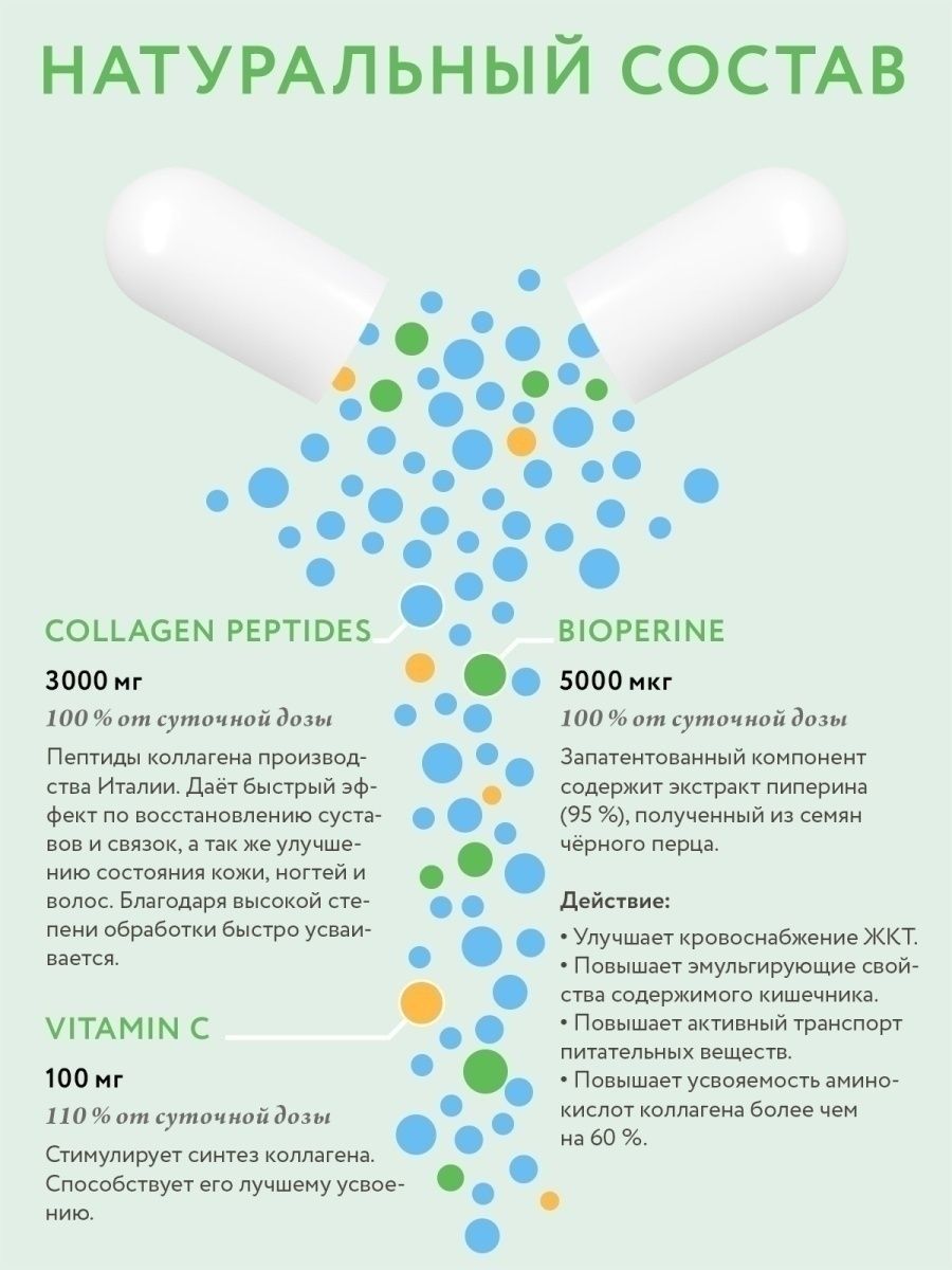 Коллаген витамин С в капсулах BIOTTE с Биоперином для волос ногтей кожи суставов 120 капсул - фото 6