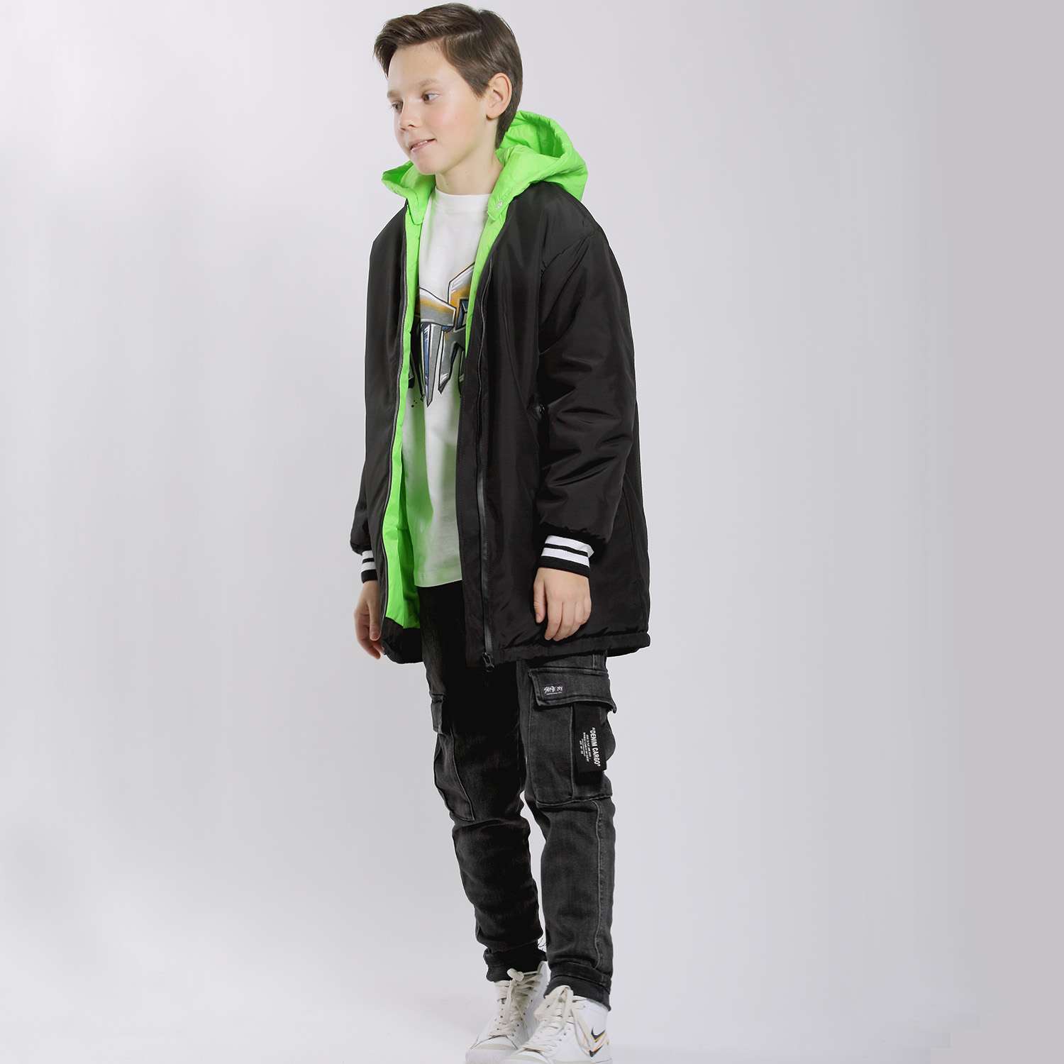 Куртка Orso Bianco OB21094-22_черный/зеленый неон - фото 5