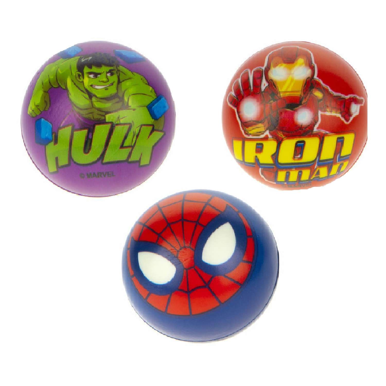 Мяч детский 1TOY Marvel Мстители маленький мягкий Человек-паук Железный Человек и Халк 3 шт - фото 1