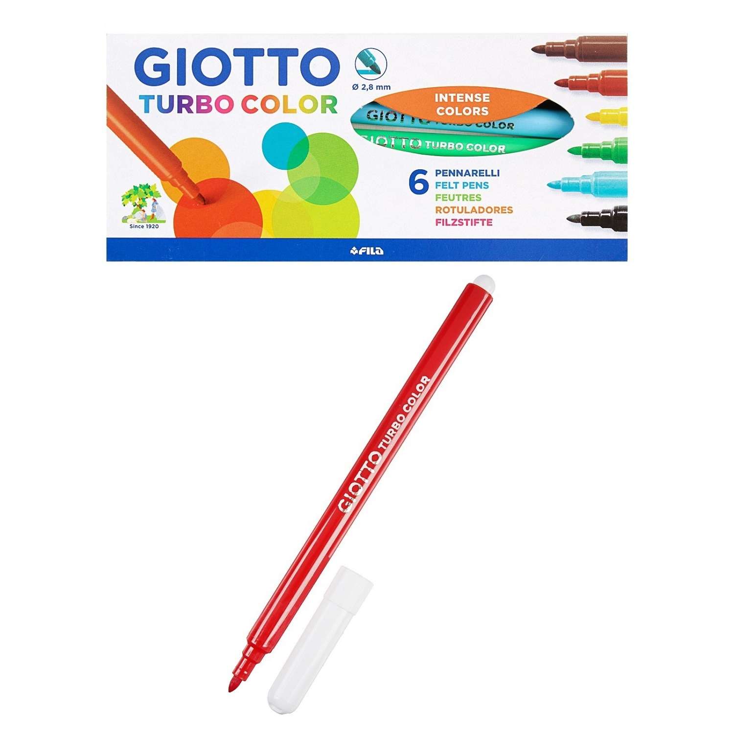 Набор фломастеров Fila Giotto Turbocolor 6цветов 415000 - фото 2
