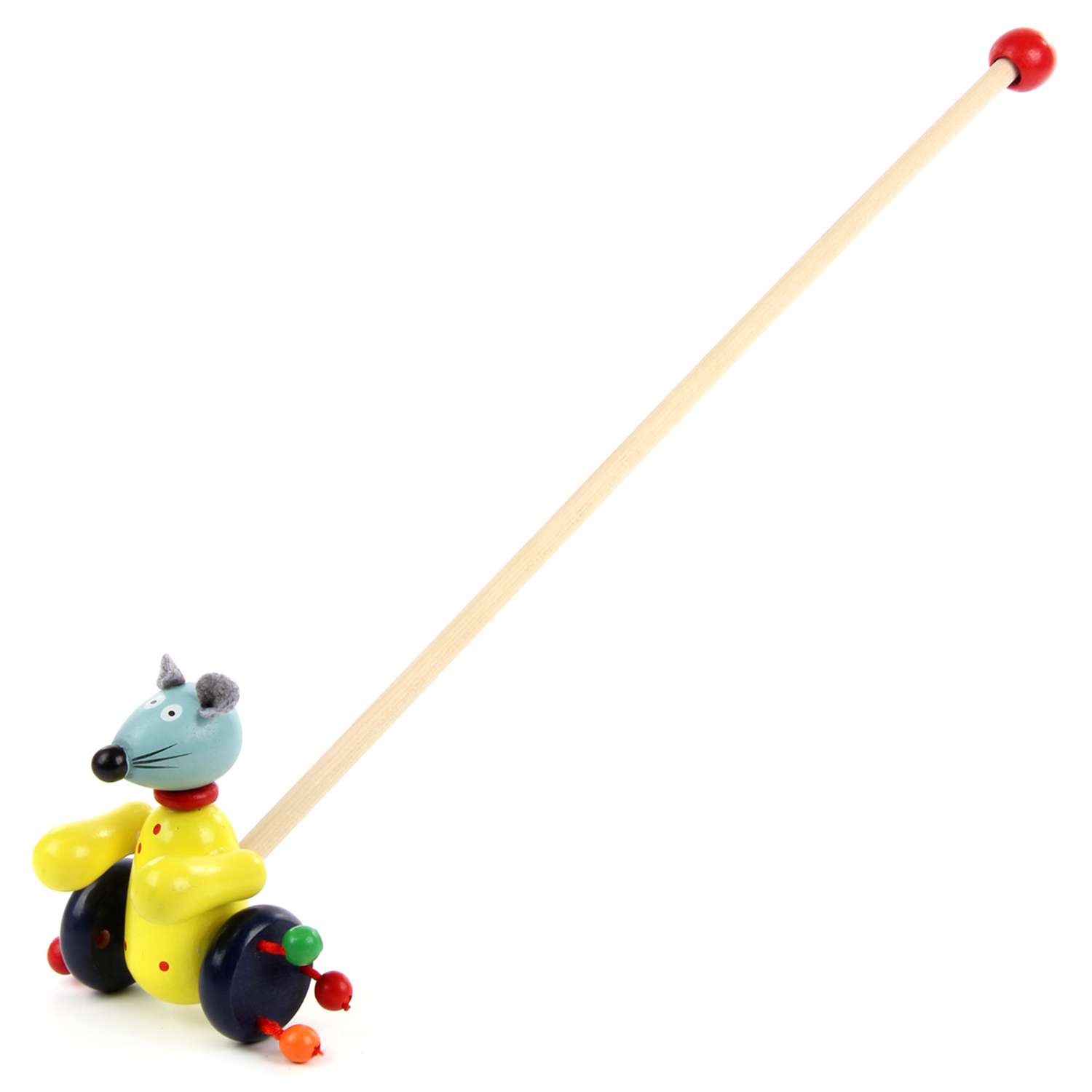 Игрушка-каталка Amico деревянная на палочке мышка - фото 1