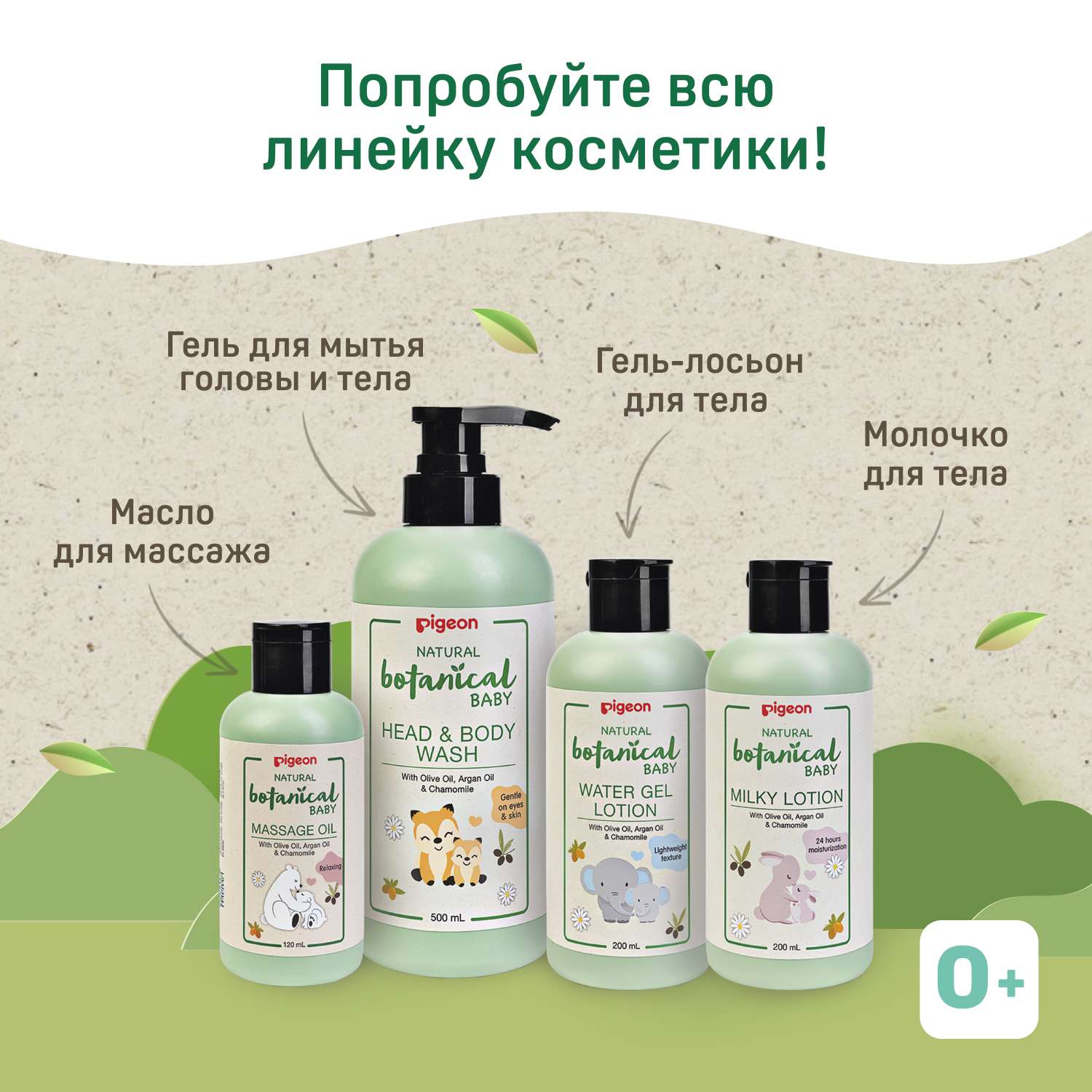 Гель для купания и мытья головы и тела Pigeon Natural Botanical 500мл - фото 7