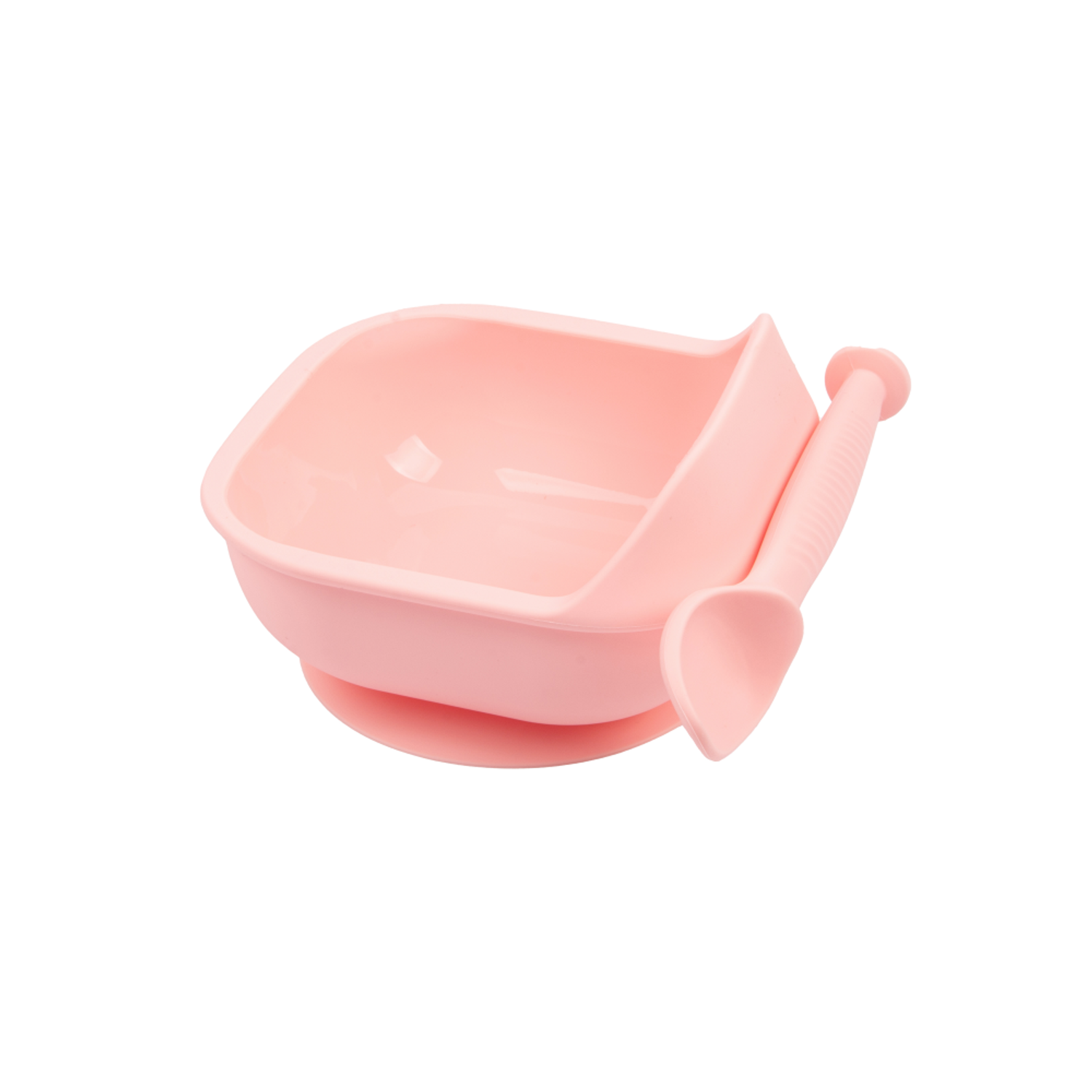 Набор детской посуды iSюминка Силиконовая тарелка на присоске и ложка Розовая - фото 1