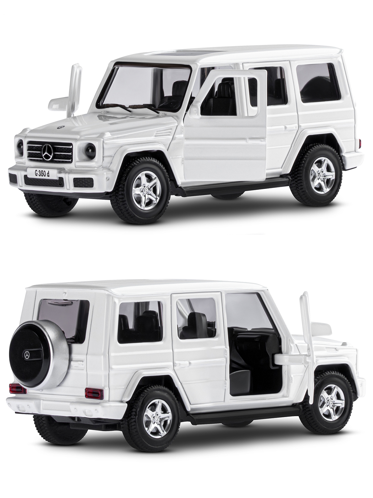 Внедорожник АВТОпанорама Mercedes Benz G350d 1:42 белый JB1200182 - фото 6