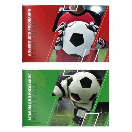 Альбомы для рисования SCHOOLFORMAT листов 40 формат А4 на скрепке Футбольные Победы мелованный картон