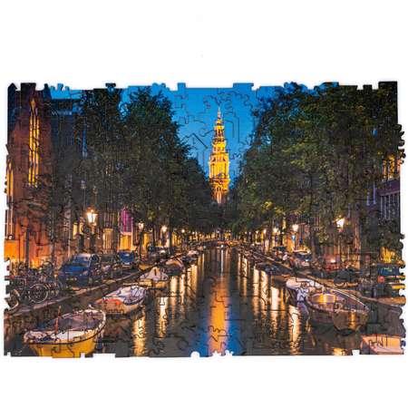 Пазл деревянный UNIDRAGON Вечерний Амстердам 23x16 см 125 деталей