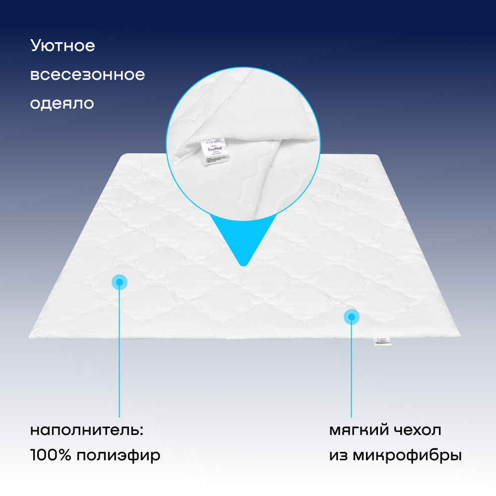 Одеяло buyson BuyFirst 205х140 см 1.5-х спальное всесезонное с наполнителем полиэфир - фото 2