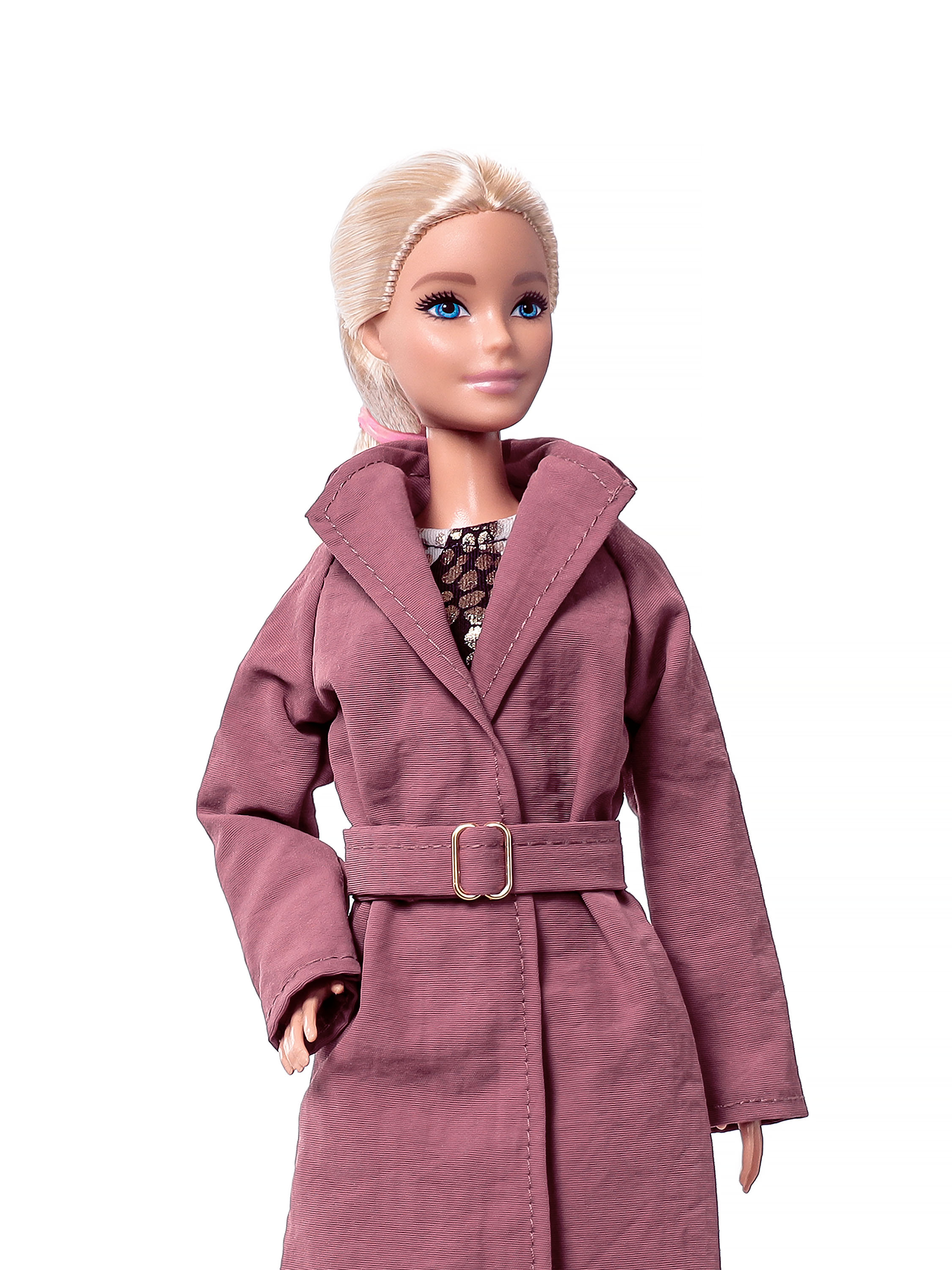 Плащ платье и пояс одежда для Barbie VIANA терракотовый и коричневый мрамор 128.31.19.2v - фото 4