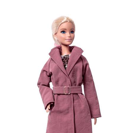 Плащ платье и пояс одежда для Barbie VIANA терракотовый и коричневый мрамор