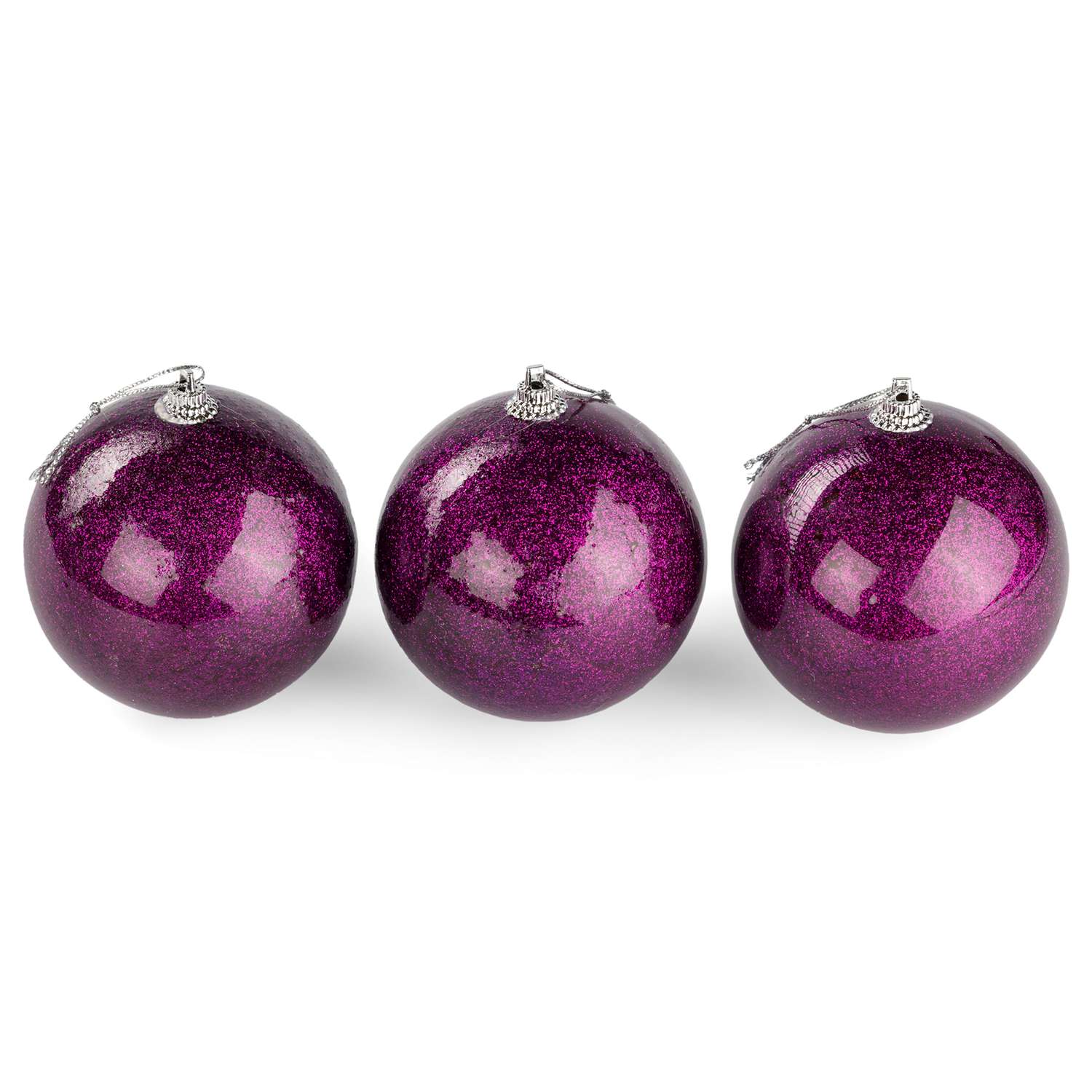Елочные украшения BABY STYLE Шары фиолетовый 8 см 3 шт - фото 1