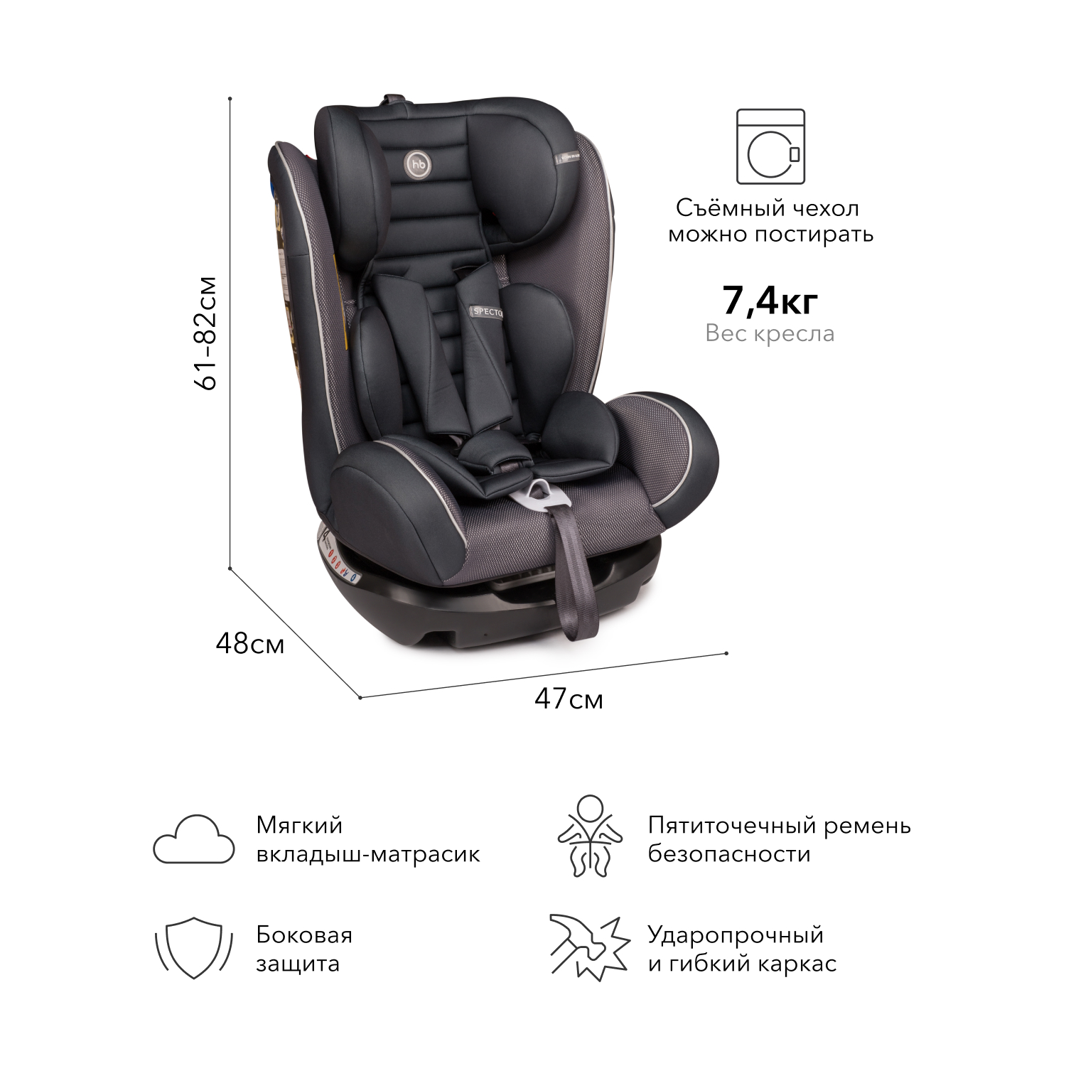 Автокресло Happy Baby Spector Graphite купить по цене 11499 ₽ в  интернет-магазине Детский мир