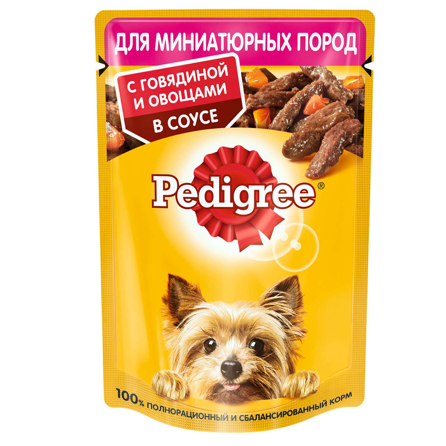 Корм для собак Pedigree миниатюрных пород говядина и овощи в соусе консервированный 85г - фото 1