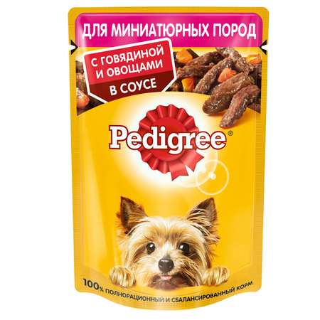 Корм для собак Pedigree миниатюрных пород говядина и овощи в соусе консервированный 85г