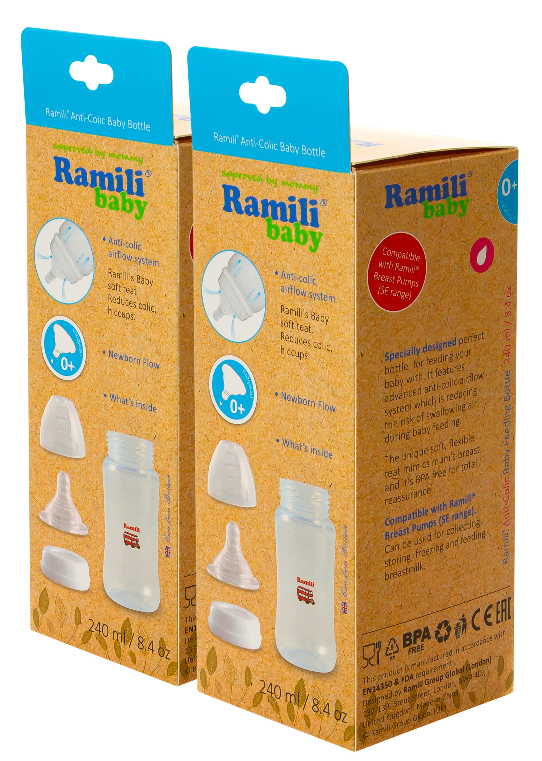 Набор Ramili Baby 240MLX2 из двух противоколиковых бутылочек - фото 4