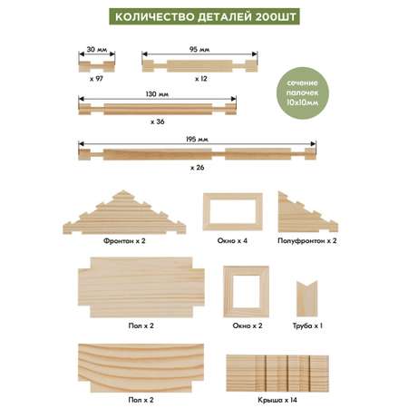 Конструктор ЛЕСОВИЧОК Разборный домик №4 200 деталей