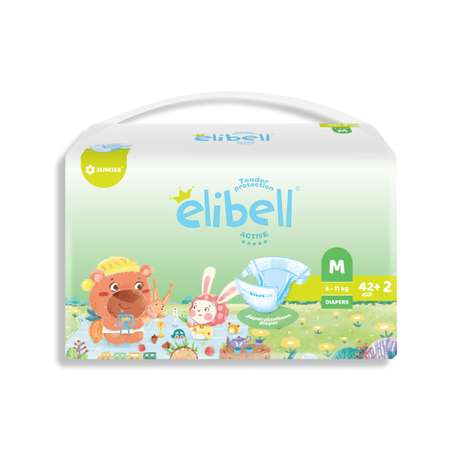 Подгузники Elibell Active размер M 6-11 кг 44 шт