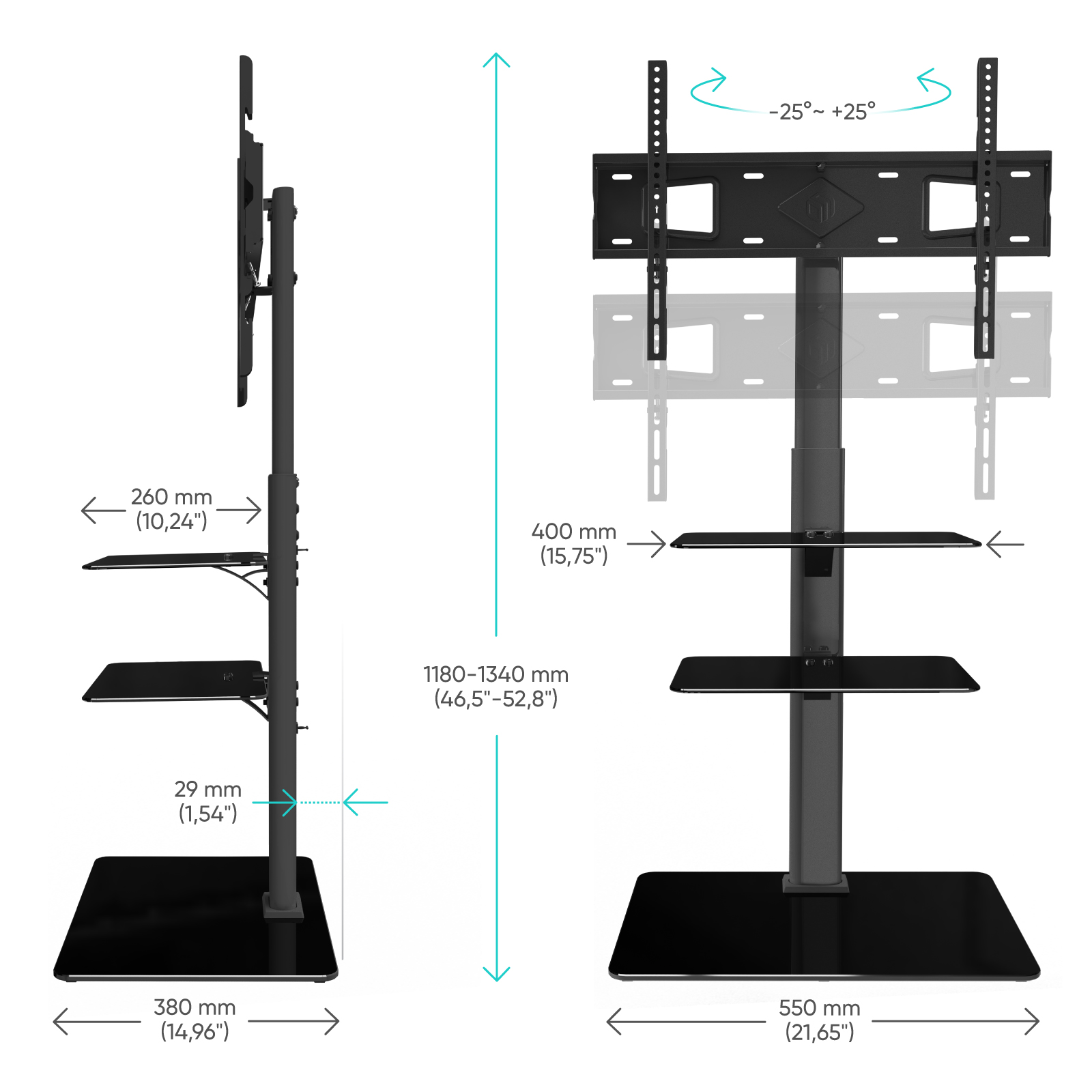 Стойка ONKRON TS5550 для телевизора 32-65 черная - фото 5