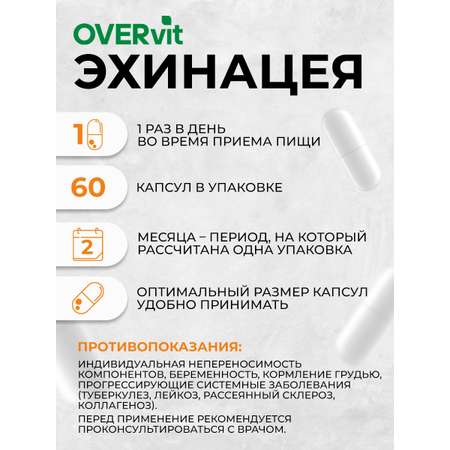 Эхинацея OVER БАД Для укрепления иммунитета 60 капсул