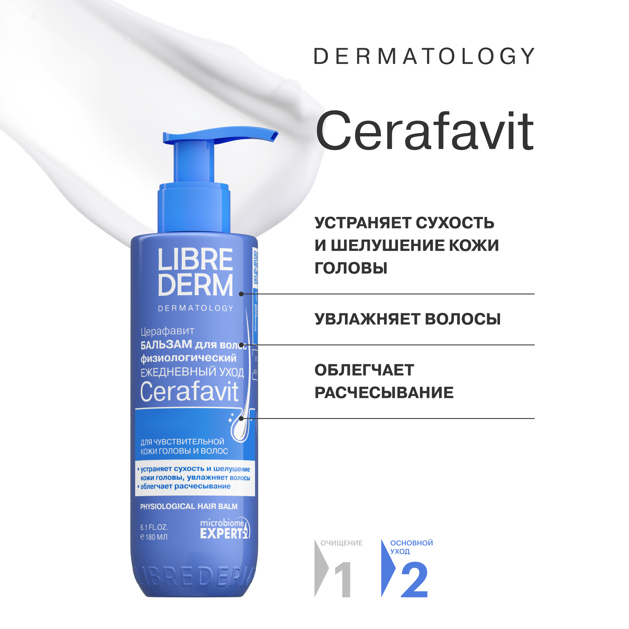 Бальзам для волос Librederm CERAFAVIT физиологический с церамидами и пребиотиком 180мл - фото 3