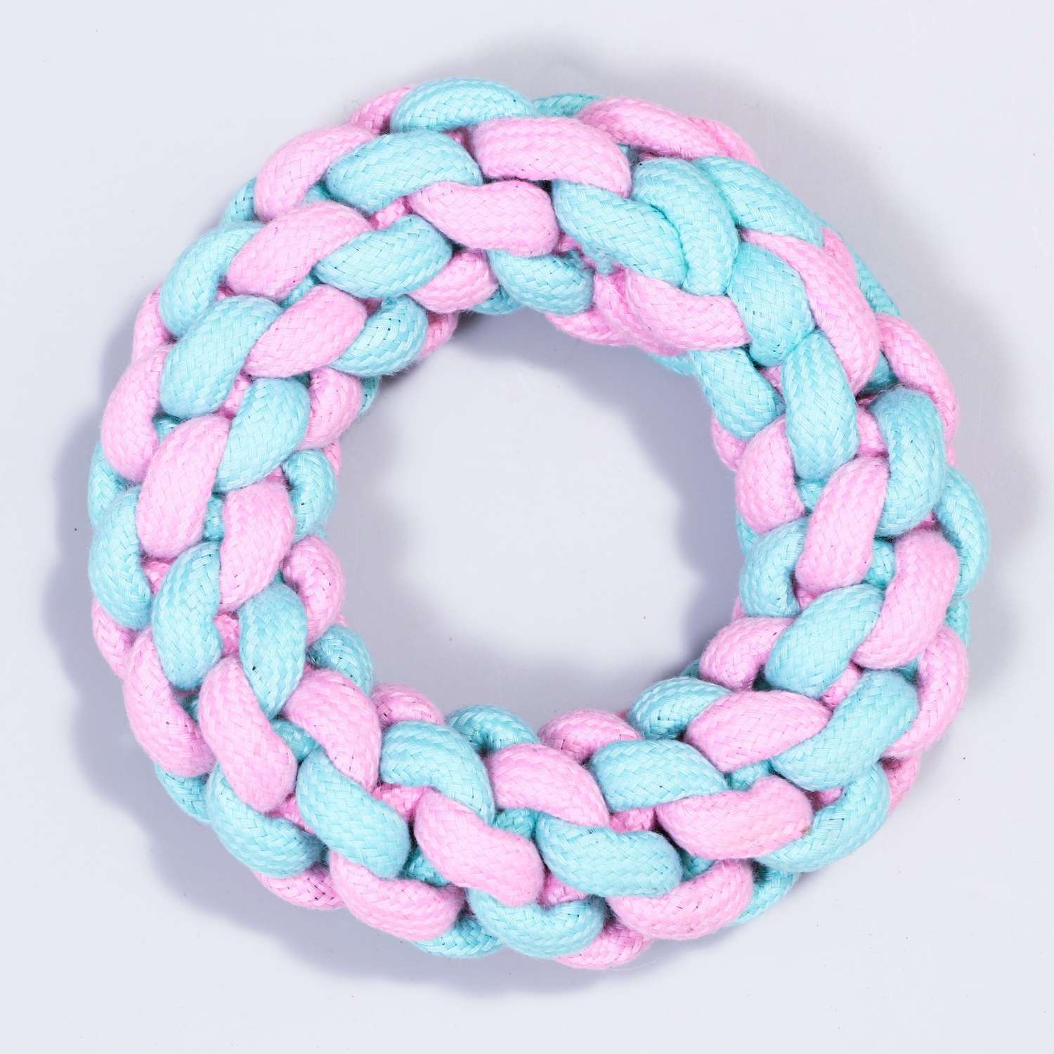 Игрушка Пижон канатная «Плетёное кольцо» до 15 см до 160 г розовая/мятная - фото 2