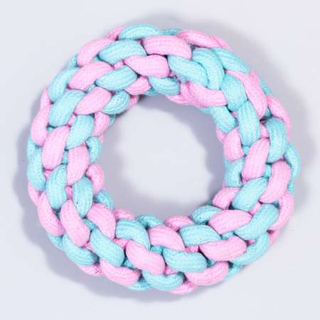 Игрушка Пижон канатная «Плетёное кольцо» до 15 см до 160 г розовая/мятная