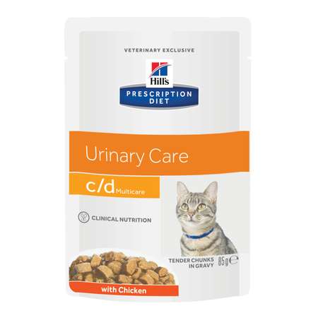 Корм для кошек HILLS 85г Prescription Diet c/d Multicare Urinary Care для МКБ с курицей пауч