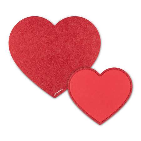 Настольный коврик Flexpocket для мыши в виде сердца с подставкой под кружку красный
