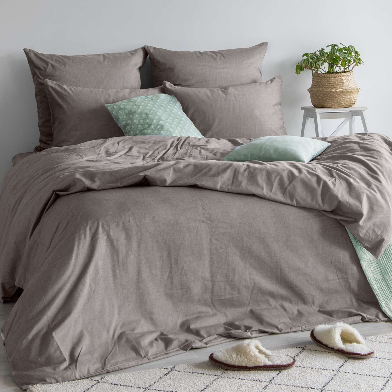 Комплект постельного белья Absolut Евро Mokko наволочки 70х70 и 50х70 см меланж - фото 2