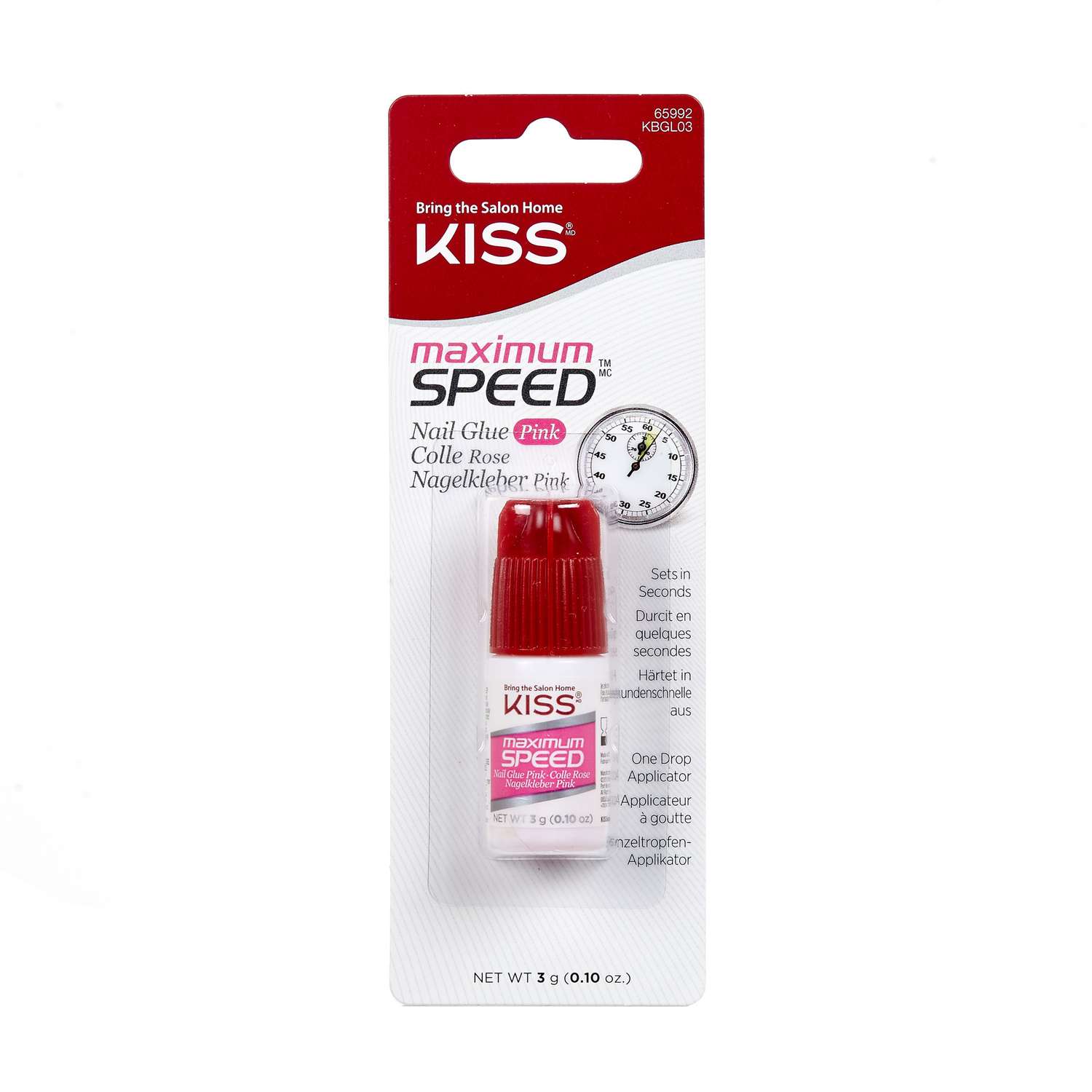 Клей для ногтей Kiss супер крепкий Розовый 3g KBGL03C - фото 1