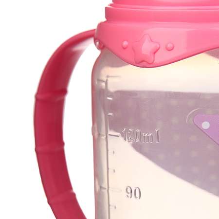 Бутылочка Mum and Baby для кормления «Доченька» детская классическая с ручками 150 мл от 0 мес. розовый