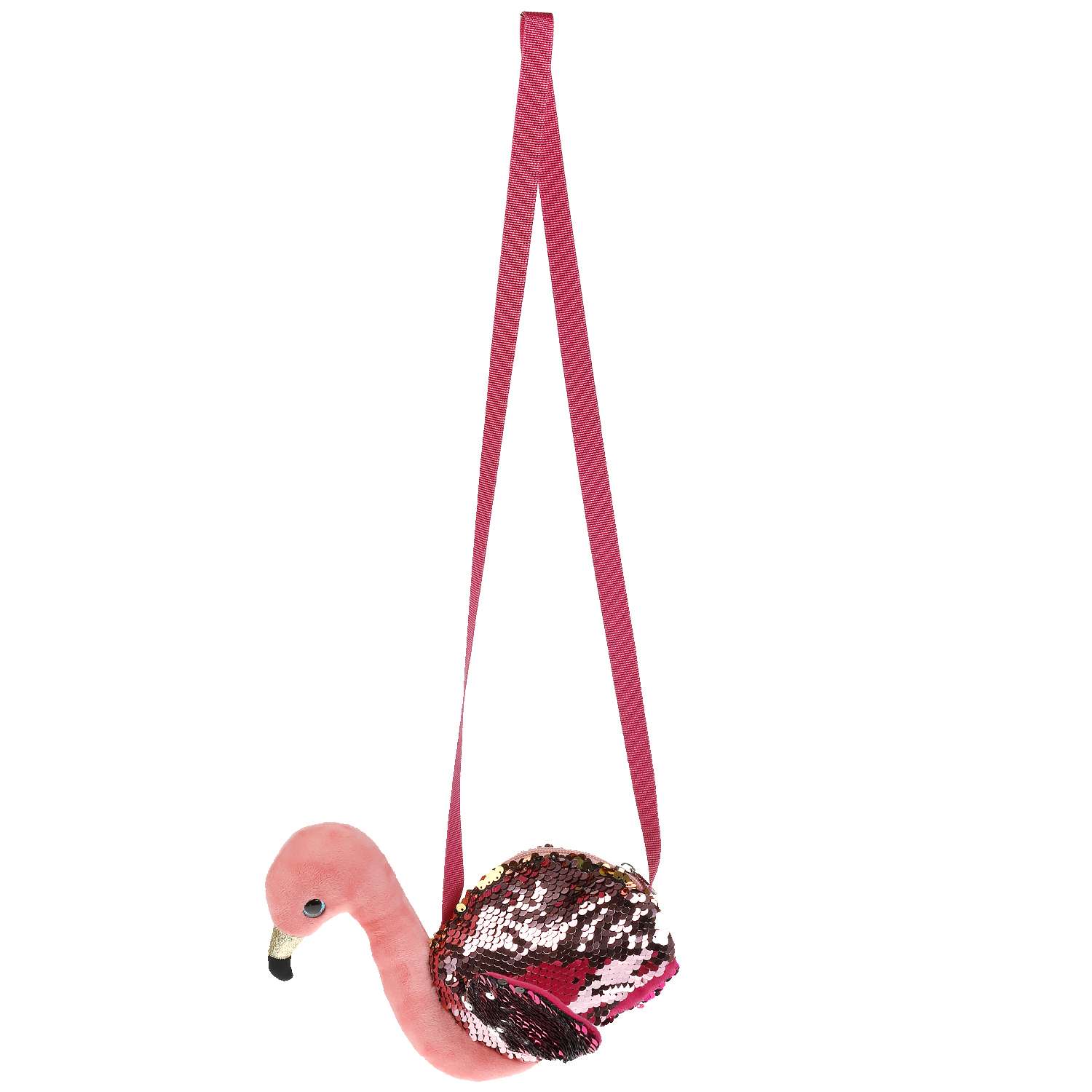Мягкая сумочка Мой питомец в виде фламинго из пайеток 308184 - фото 2