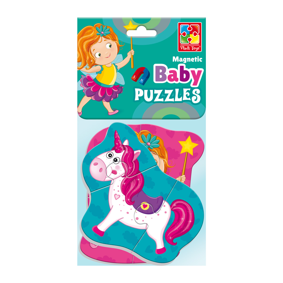 Набор пазлов Vladi Toys мягкие магнитные Baby puzzle Фея и единорог 2 картинки 7 элементов - фото 2