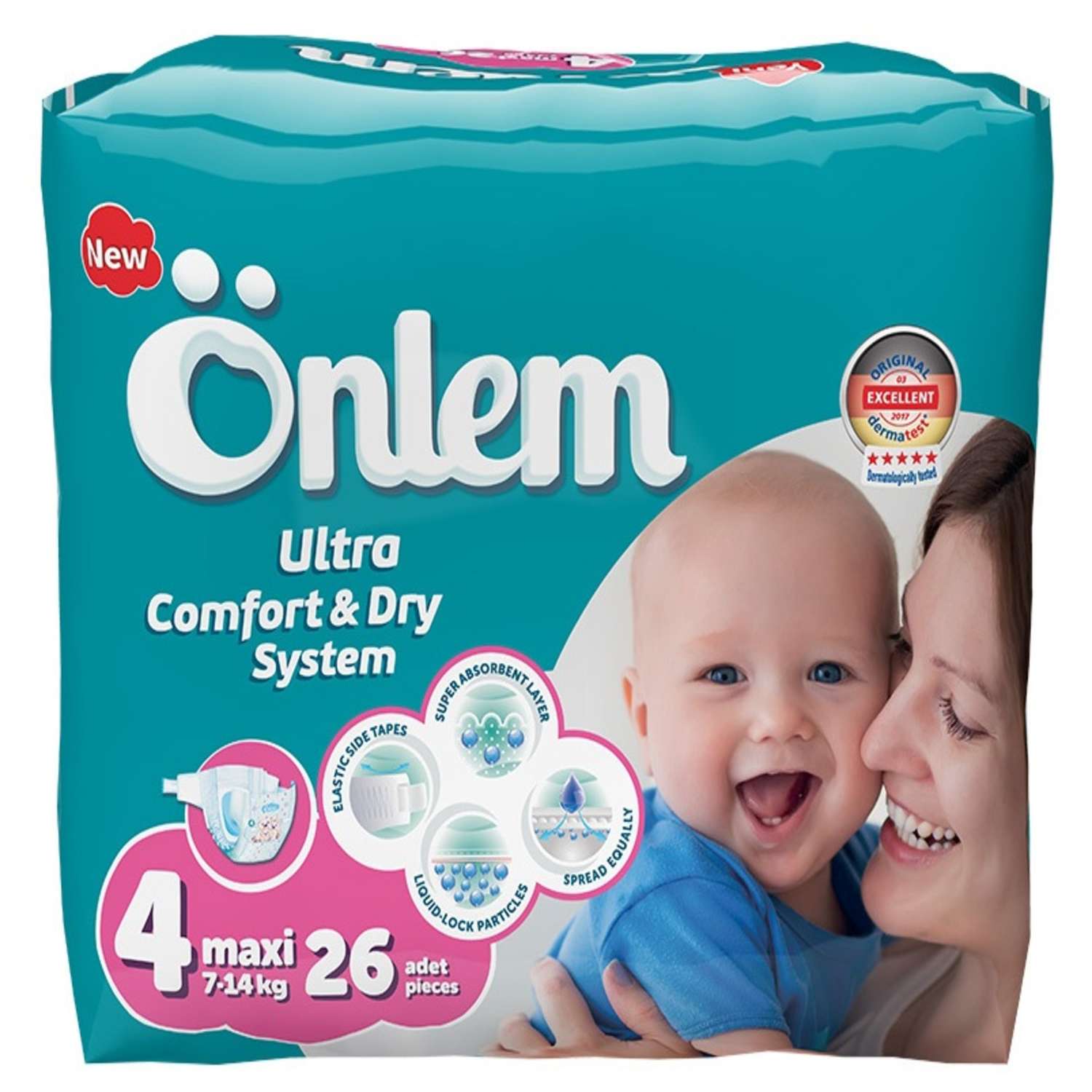 Подгузники Onlem Ultra Comfort Dry System для детей 4 7-14 кг 26 шт - фото 1