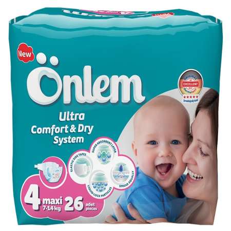 Подгузники Onlem Ultra Comfort Dry System для детей 4 7-14 кг 26 шт