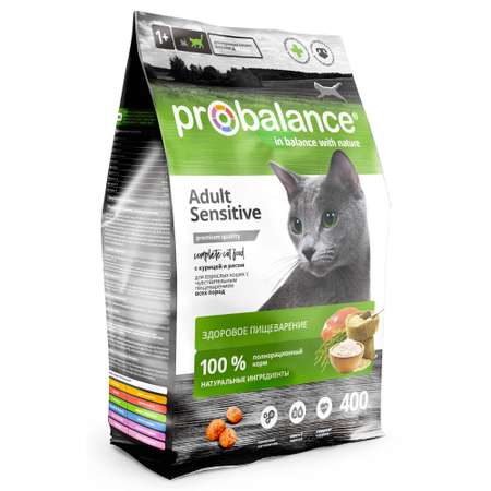 Корм сухой ProBalance Sensitive для кошек с чувствительным пищеварением с курицей и рисом 400 г