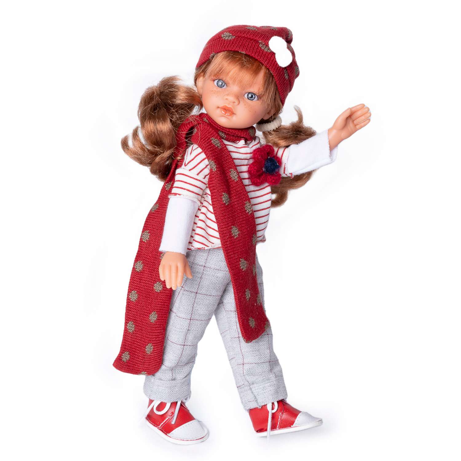 Кукла девочка Antonio Juan Реборн Эльвира в красном кэжуал образе 33 см виниловая 25298 - фото 2