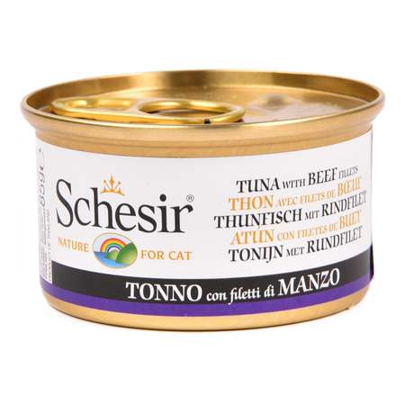 Корм влажный для кошек Schesir 85г тунец с говяжьим филе