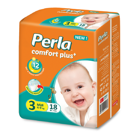 Подгузники Perla CP ECO BABY MIDI 18 шт 4-9 кг