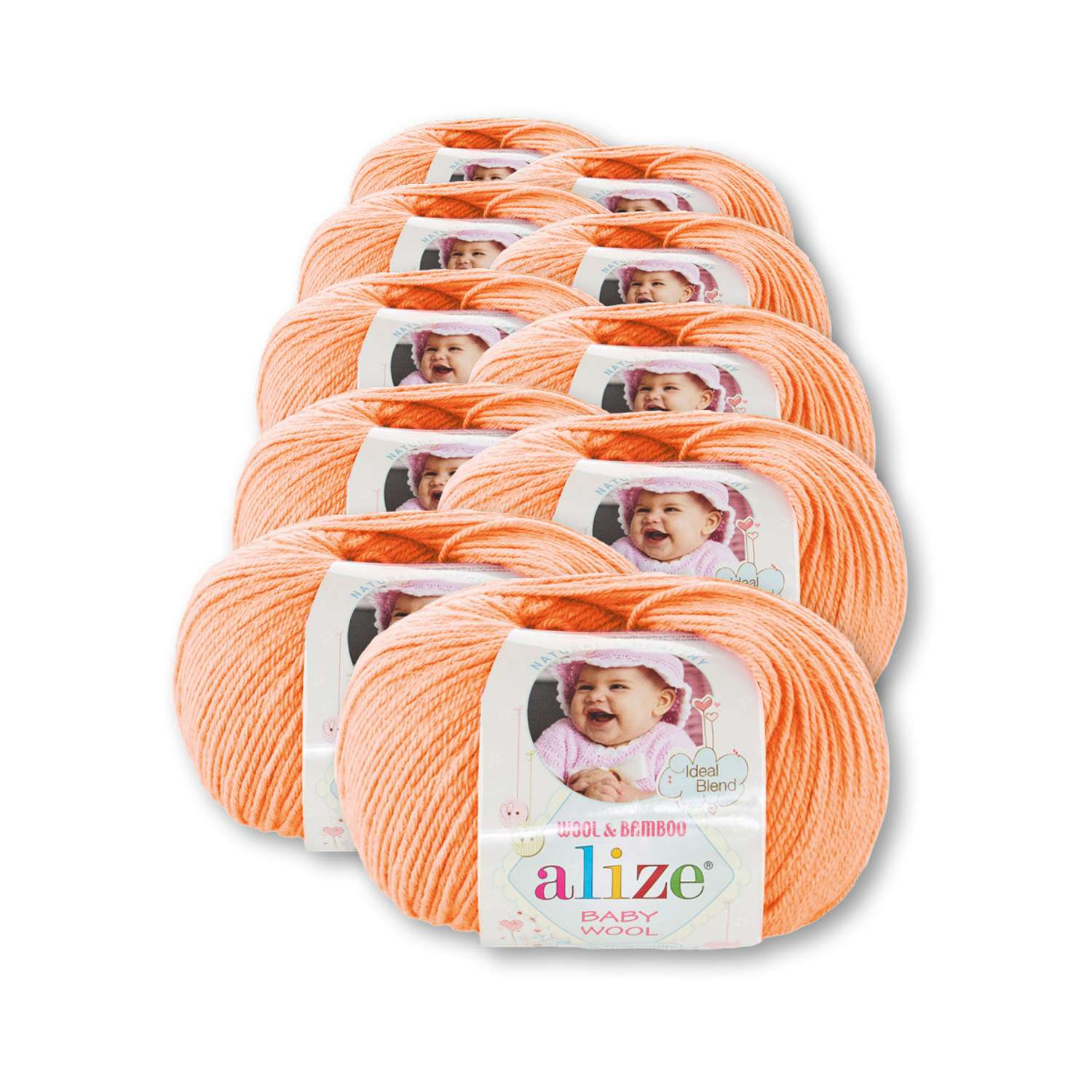 Пряжа для вязания Alize baby wool бамбук шерсть акрил мягкая 50 гр 175 м 81 персиковый 10 мотков - фото 2