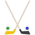 Набор для хоккея Задира Клюшка хоккейная детская 2 шт черная + желтая + шайба + мячик
