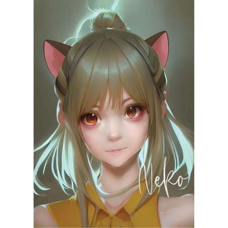 Тетрадь Meshu 40л А5 клетка Neko матовая ламинация тиснение фольгой ЕВРО MS_49798