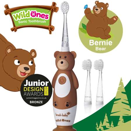 Зубная щетка электрическая Brush-Baby Sonic WildOnes звуковая Медведь 0-10 лет
