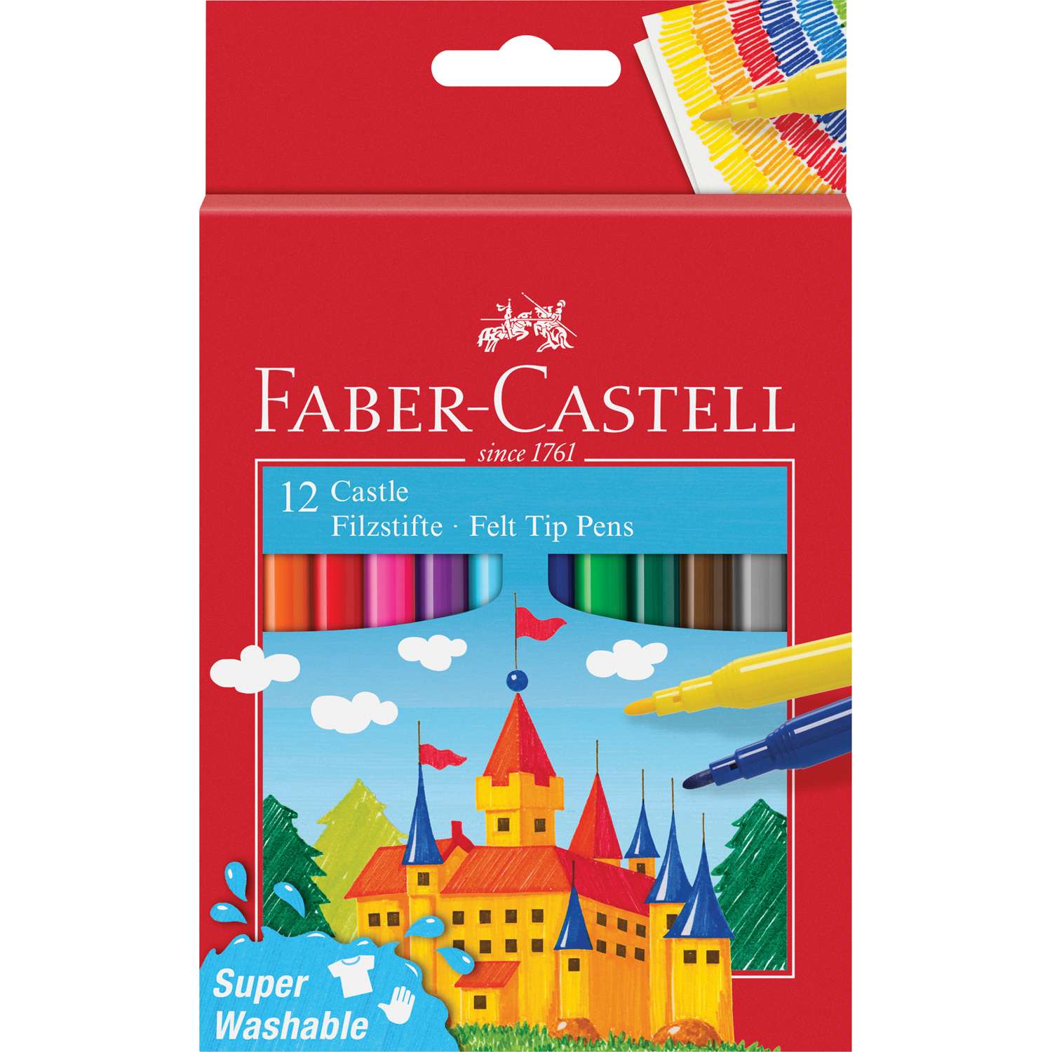 Фломастеры Faber Castell Замок смываемые 12цветов 554201 - фото 1