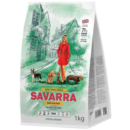 Корм для собак Savarra мелких пород утка-рис 1кг